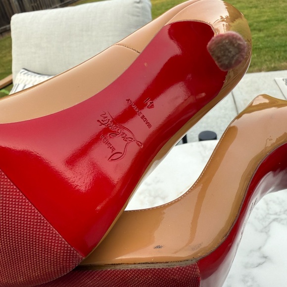 Preowned Authentic Christian Louboutin Nude Patent So Kates 120mm sz 41 - Picture 13 of 17